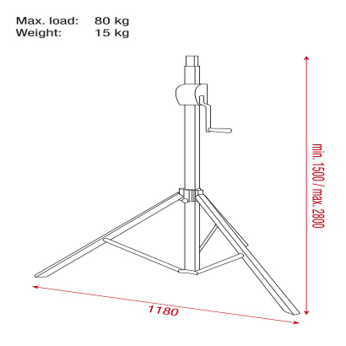 Showgear Basic 2.8m Wind Up Stand
