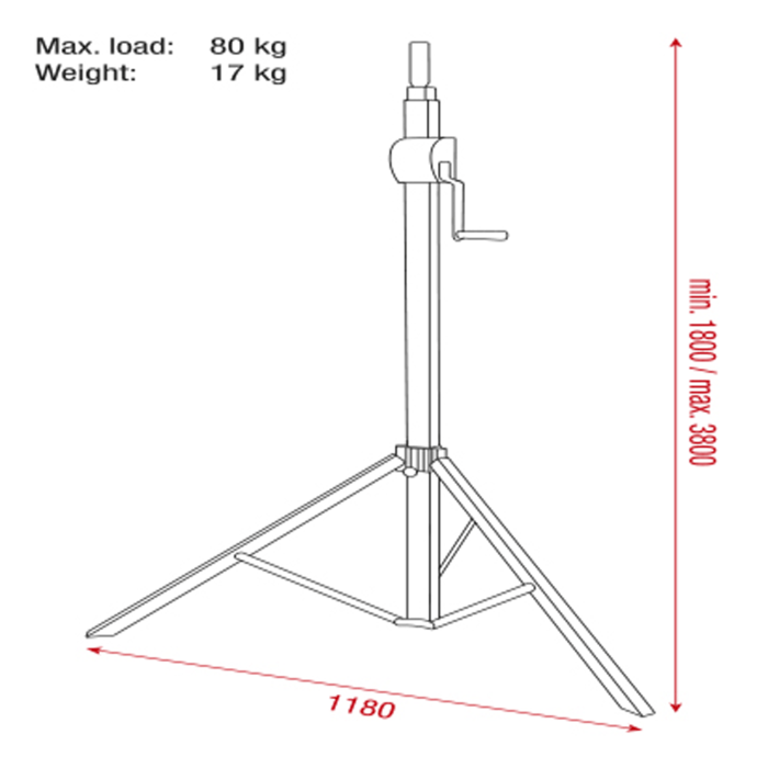 Showgear Basic 3.8m Wind Up Stand