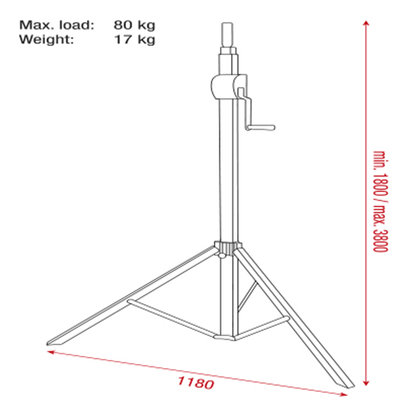 Showgear Basic 3.8m Wind Up Stand
