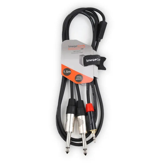 3.5mm Stereo Jack - 2x 6.3mm Mono Jack