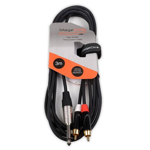 1x 6.3mm Mono Jack - 2x Male RCA