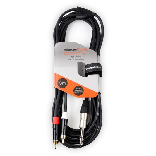 1x 6.3mm Stereo Jack - 2x Male RCA