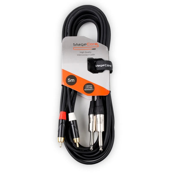 2x 6.3mm Mono Jack - 2x Male RCA