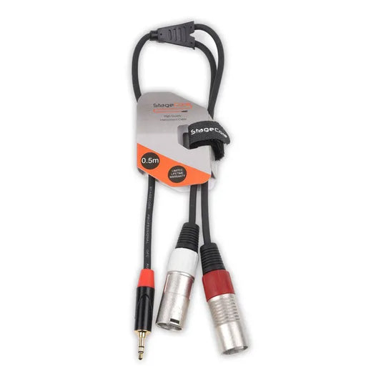 1x 3.5mm Stereo Jack - 2x Male XLR